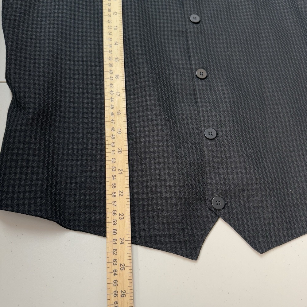 Fluid International Mens Large Black Textured 5-Button Vest 90s Retro Hipster - Picture 7 of 7